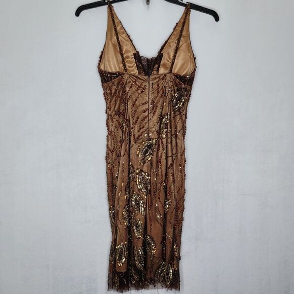 Sherry Haute Couture Beaded Sequin Mini Dress Size 6 - Picture 14 of 14